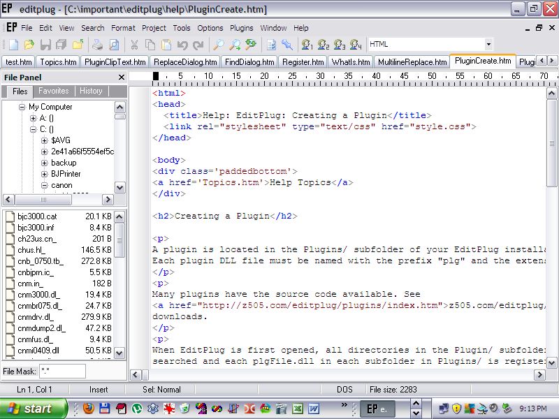 EditPlug is a text editor with plugins